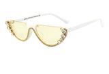 Luxury Fashion Small Half Frame Moon Rhinestones Sunglasses  2021
