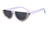 Luxury Fashion Small Half Frame Moon Rhinestones Sunglasses  2021